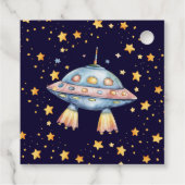 Étiquettes Cadeau Boy Modern Space Rocket Ship Anniversaire Fête Fav (Dos)