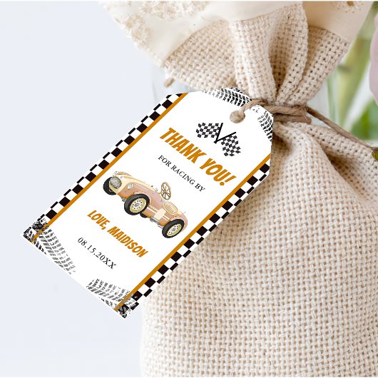 Étiquettes-cadeau Boy Race Car fête d'anniversaire