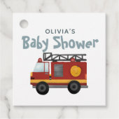 Étiquettes Cadeau Boys Fire Truck Cute et Baby shower moderne (Devant)