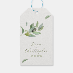 Étiquettes-cadeau Branche de feuilles d'olive de Toscane - Merci