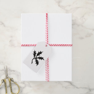 Étiquettes-cadeau Branche de houx – Conception botanique des fêtes s