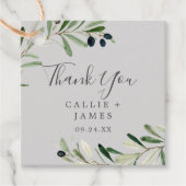 Étiquettes Cadeau Branche d'olive moderne | Merci gris (Devant)