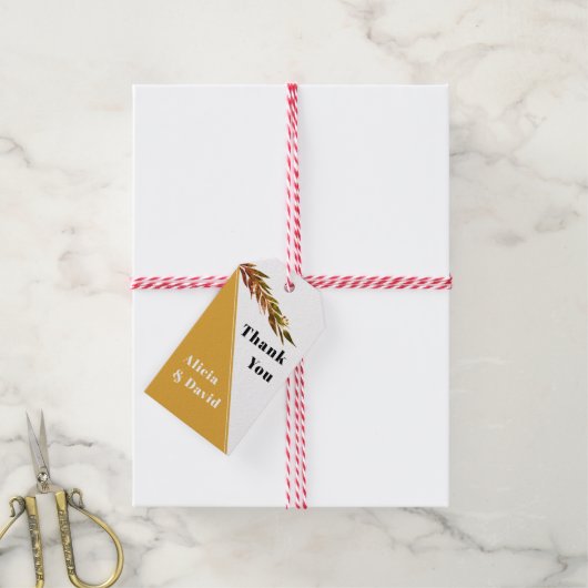 Étiquettes-cadeau Branche Eucalyptus avec mariage de automne feuille (Avec de la ficelle)