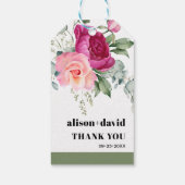 Étiquettes-cadeau Branche Eucalyptus, mariage de typographie roses (Dos)