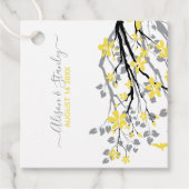 Étiquettes Cadeau Branche gris ultime, éclairant les fleurs jaunes (Devant)