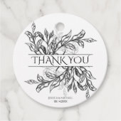 Étiquettes Cadeau Branche noire et blanche et Mariage Feuille (Devant)