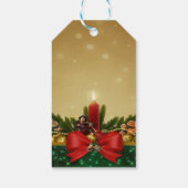 Étiquettes-cadeau Branches de pin, Bow rouge, Bougie, Joyeux Noël (Dos)