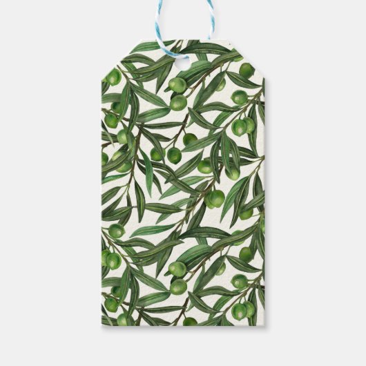 Étiquettes-cadeau Branches d'olive sur blanc (Devant)