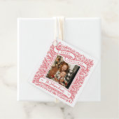 Étiquettes Cadeau Branches généreuses Rouge et blanc Photo Noël (En situation)