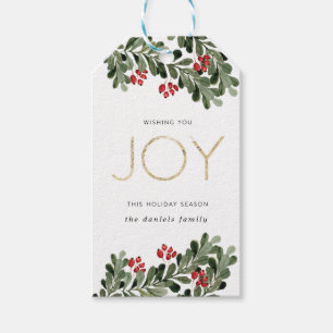 Étiquettes-cadeau Branches joyeuses de houx