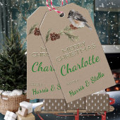 Étiquettes-cadeau Branches Rustiques Kraft Winter Sparrow Bird & Pin