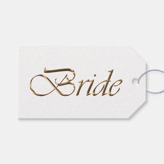 Étiquettes-cadeau Bride écriture or blanc calligraphie élégante chic (Devant (Horizontal))