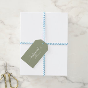 Étiquettes-cadeau Bridesmaid Moderne Minimaliste Script Sage Vert
