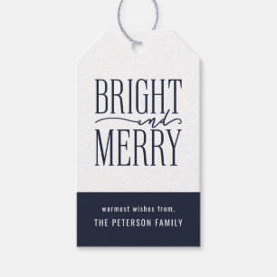 Étiquettes-cadeau Bright and Joyeux Marine moderne Blue Holiday