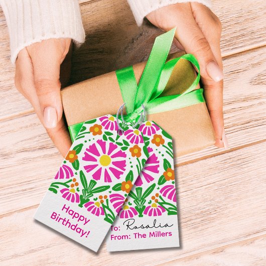 Étiquettes-cadeau Bright Blooms Birthday Cheer!
