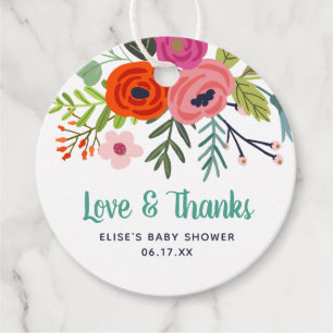Étiquettes Cadeau Bright Floral Love and Thanks Baby shower