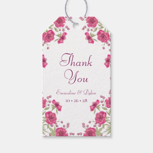 Étiquettes-cadeau Bright Pink Rose Wedding (Devant)