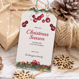 Étiquettes-cadeau Bright Red Ornaments Modern Christmas