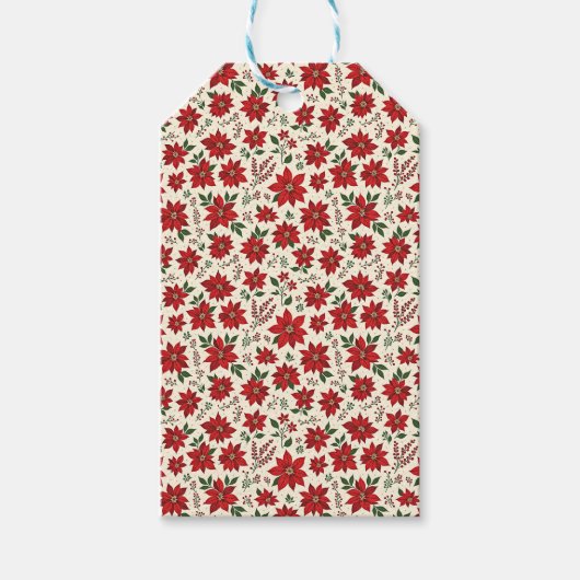 Étiquettes-cadeau Bright Red Poinsettias (Devant)