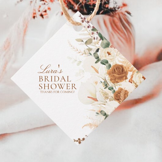 Étiquettes Cadeau Bright Terracotta Calla Lilies Diamond