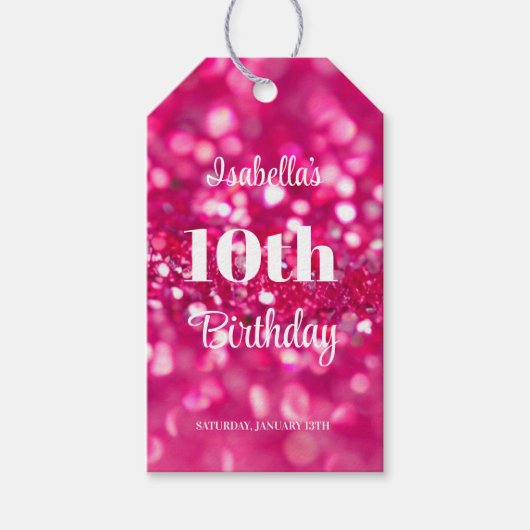 Étiquettes-cadeau Brillant rose Parties scintillant Glam N'importe q (Devant)