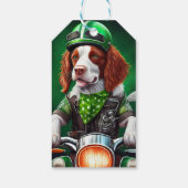 Étiquettes-cadeau Brittany Spaniel conduite vélo St. Patrick's Day (Dos)