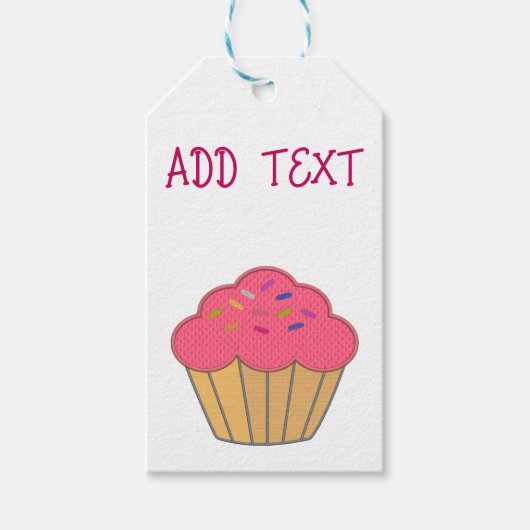 Étiquettes-cadeau Broderie de cupcake à fraise Imprimer (Devant)