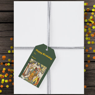 Étiquettes-cadeau Broderie de la cascade de bois des Amérindiens