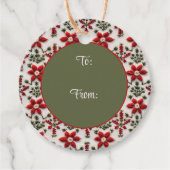 Étiquettes Cadeau Broderie florale rouge et blanche (Devant)