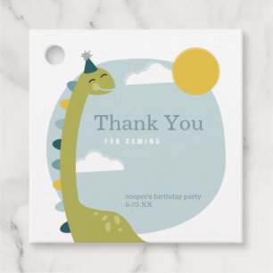 Étiquettes Cadeau Brontosaurus Dinosaur Ciel bleu Soleil Anniversair