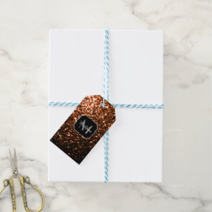 Étiquettes-cadeau Bronze brun cuivre fausse parties scintillant scin