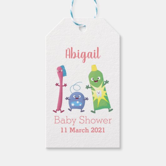 Étiquettes-cadeau Brosse à dents mignonne dentifrice dentaire soie d (Devant)