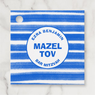 Étiquettes Cadeau Brosse Bleu Bat mitzvah de la barre personnalisée