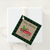 Étiquettes Cadeau Brosse Script Vert Plaid Kraft Camion de Noël (En situation)