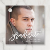Étiquettes Cadeau Brosse tendance Script photo Graduate Graduate Gra (Devant)