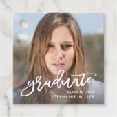 Étiquettes Cadeau Brosse tendance Script photo Graduate Graduate Gra (Devant)
