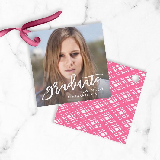 Étiquettes Cadeau Brosse tendance Script photo Graduate Graduate Gra