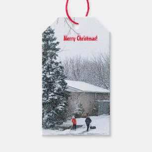 Étiquettes-cadeau Brothers Shoveling Neige Tags cadeaux