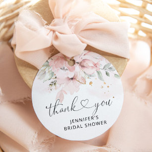 Étiquettes Cadeau Broussaillement floral rose douche de la nuptiale 