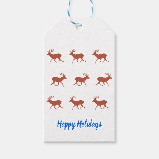 Étiquettes-cadeau Brown Deer Walking Festive Motif (Devant)