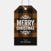 Étiquettes-cadeau Brown et noir Buffalo Check Noël rustique (Devant)