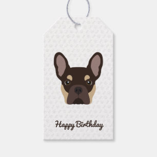 Étiquettes-cadeau Brown et Tan French Bulldog Anniversaire