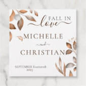 Étiquettes Cadeau Brown Fall In Love Autumn Foliage Mariage (Devant)