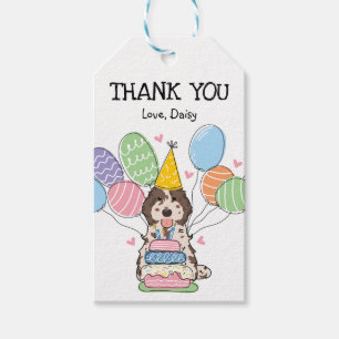 Étiquettes-cadeau Brown Merle Cockapoo Cavapoo fête d'anniversaire F