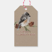 Étiquettes-cadeau Bruant D'Hiver Rustique Kraft Reposé Sur La Branch (Dos)
