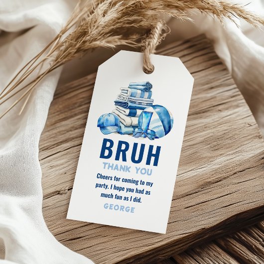 Étiquettes-cadeau BRUH.. Blue Pool Boy Anniversaire Merci