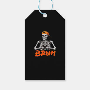 Étiquettes-cadeau Bruh Skeleton Coeur main Halloween Costumes Hommes