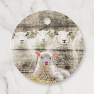 Étiquettes Cadeau Brûlure d'agneau de bébé à mouton rustique