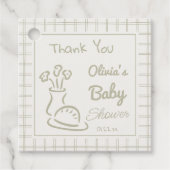 Étiquettes Cadeau Brun Vert Tiré À La Main Dans Le Baby shower Du Fo (Devant)