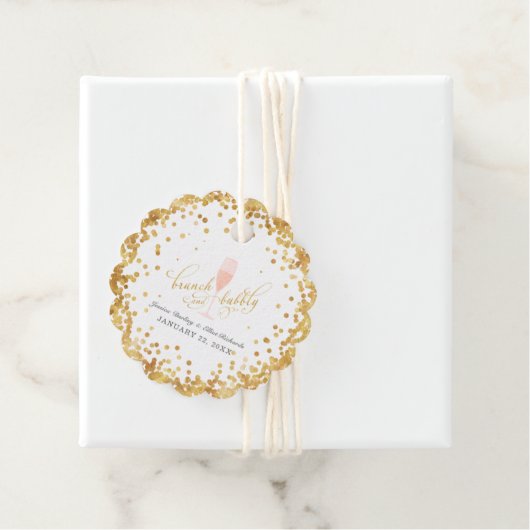 Étiquettes Cadeau Brunch & Bubbly Fiançailles Brunch (En situation)